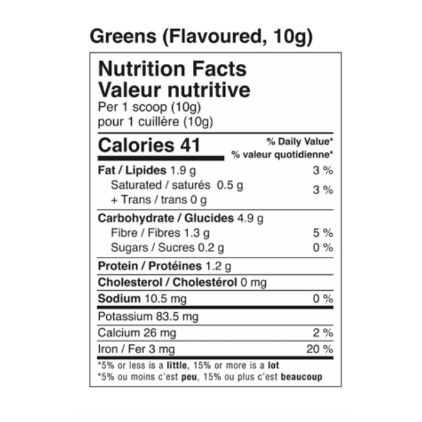 ine+ nutrition Super Greens 300 grams- Nutritional Facts