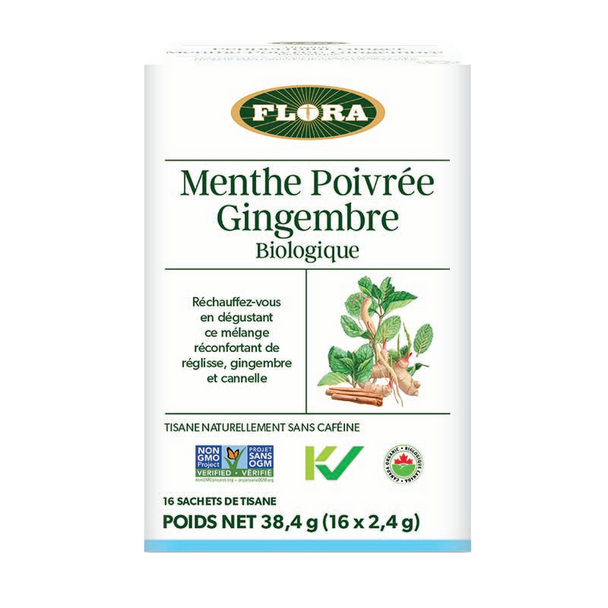 Flora Organic Peppermint Ginger Tea Bags - French