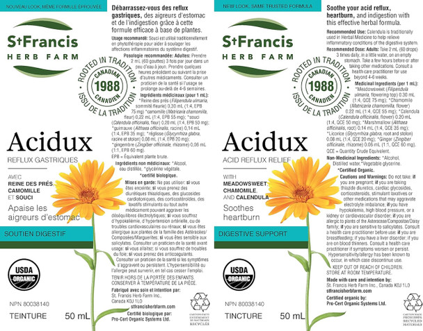 St Francis Herb Farm Acidux Tincture - Label