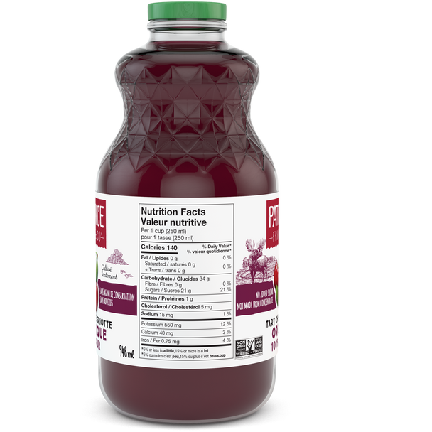 Patience Fruit & Co 100% Pure Organic Tart Cherry Juice - Nutritions