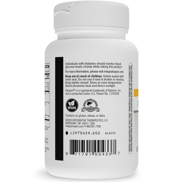Integrative Therapeutics Cortisol Manager Supplement Tablets - Back