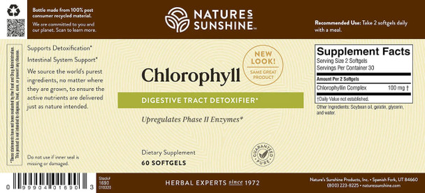 Nature's Sunshine Chlorophyll Capsules - Label