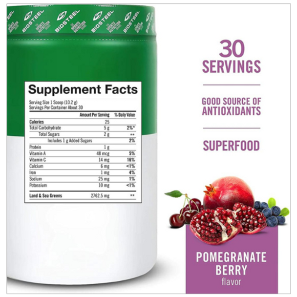 Biosteel High Performance Superfood Sport Greens - Pomegranate Berry Label