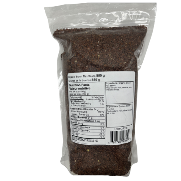 Good n Natural Organic Brown Flax 850 grams - back label