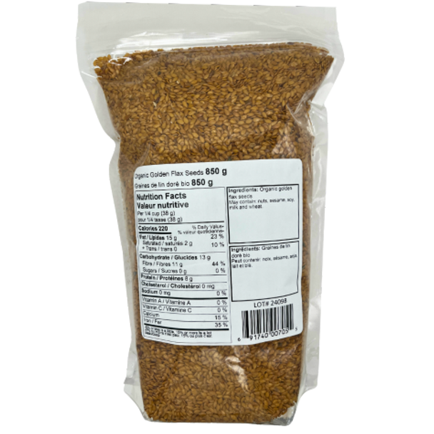 Good n' Natural Organic Gold Flax 850 grams - back label