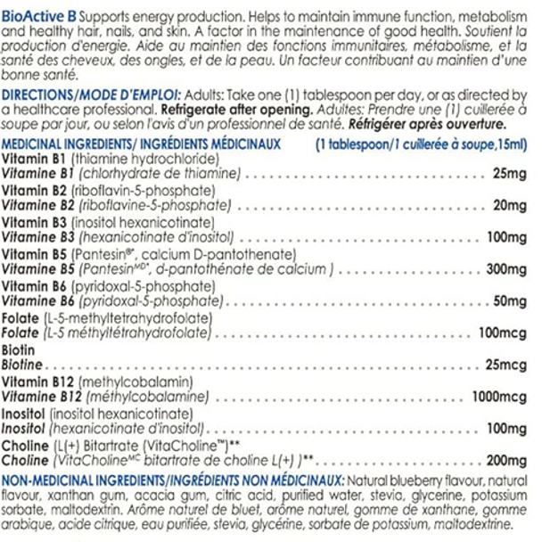 CanPrev Pro Essentials Bioactive B-Complex Liquid - product label