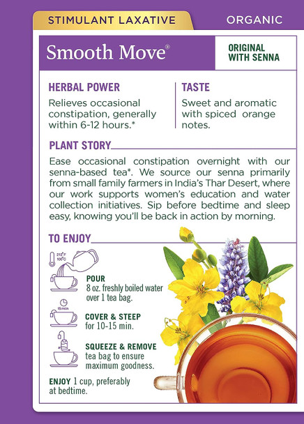 Traditional Medicinals Organic Smooth Move Tea - Back