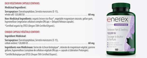 Enerex Serrapeptase 120,000 SU DRcaps - Ingredient