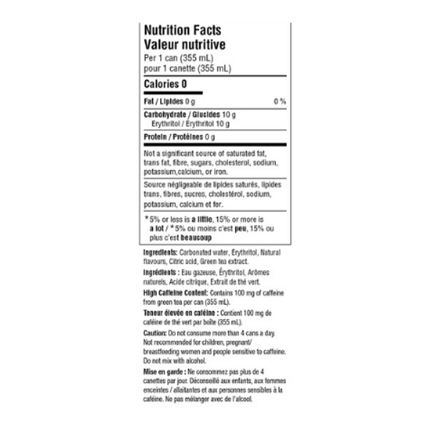 NO SUGAR - Joyburst Naturally Flavoured Elderberry Energy Drink Nutritional Facts