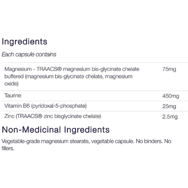 CanPrev Magnesium + Taurine, B6 & Zinc Capsules - Ingredients