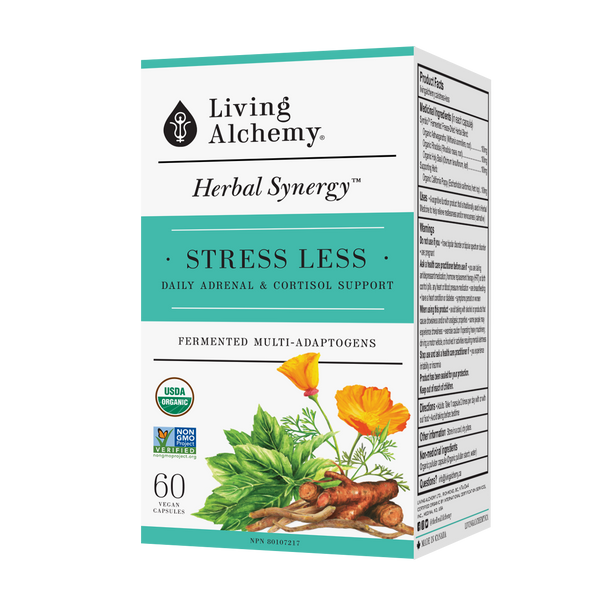 Living Alchemy Stress Less Herbal Synergy Vegan Capsules - Packaging