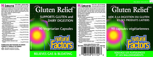 Natural Factors Gluten Relief Supports Gluten and Dairy Digestion Capsules - Label