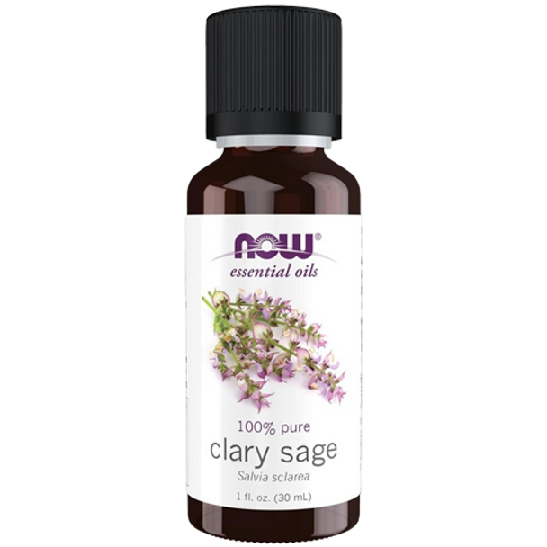 NOW Clary Sage 100% Pure Essential Oil - front of product