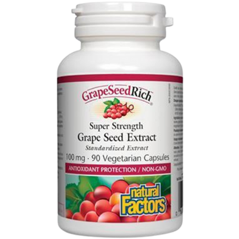 Natural Factors Super Strength Grape Seed Extract 100 mg Capsules Natural Factors Super Strength Grape Seed Extract 100 mg Capsules