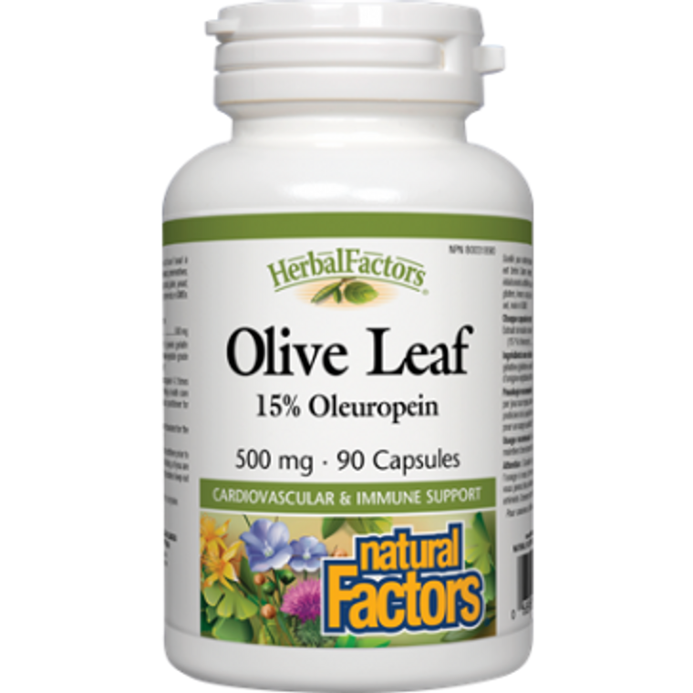 Natural Factors HerbalFactors Olive Leaf 15% Oleuropein 500 mg 90 capsules