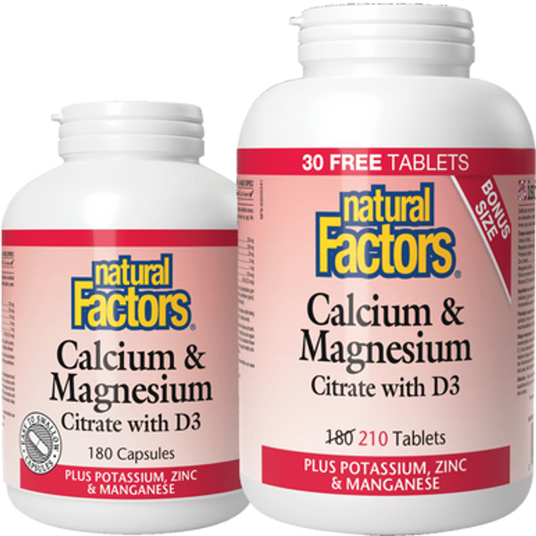 Natural Factors Calcium & Magnesium Citrate with D3 Capsules or Tablets Natural Factors Calcium & Magnesium Citrate with D3 Capsules or Tablets