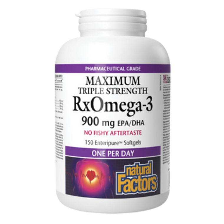 Natural Factors Maximum Triple Strength 900 mg RxOmega-3 | 150 Enteripure softgels