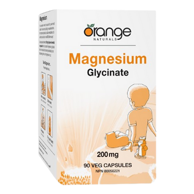 Orange Naturals Magnesium Glycinate 200 mg Capsules Orange Naturals Magnesium Glycinate 200 mg Capsules