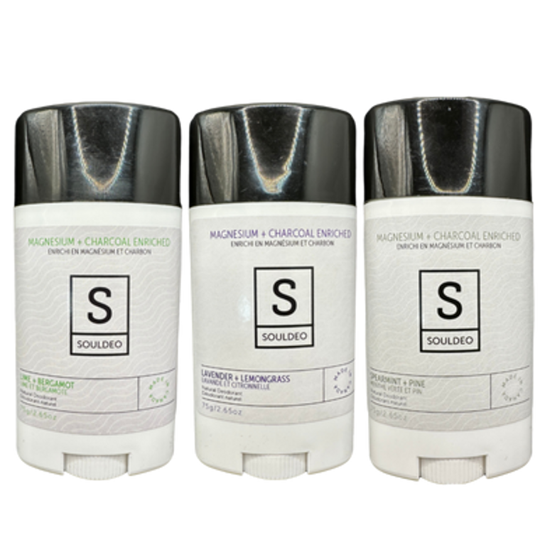SOULDEO Magnesium + Charcoal Enriched Natural Deodorant