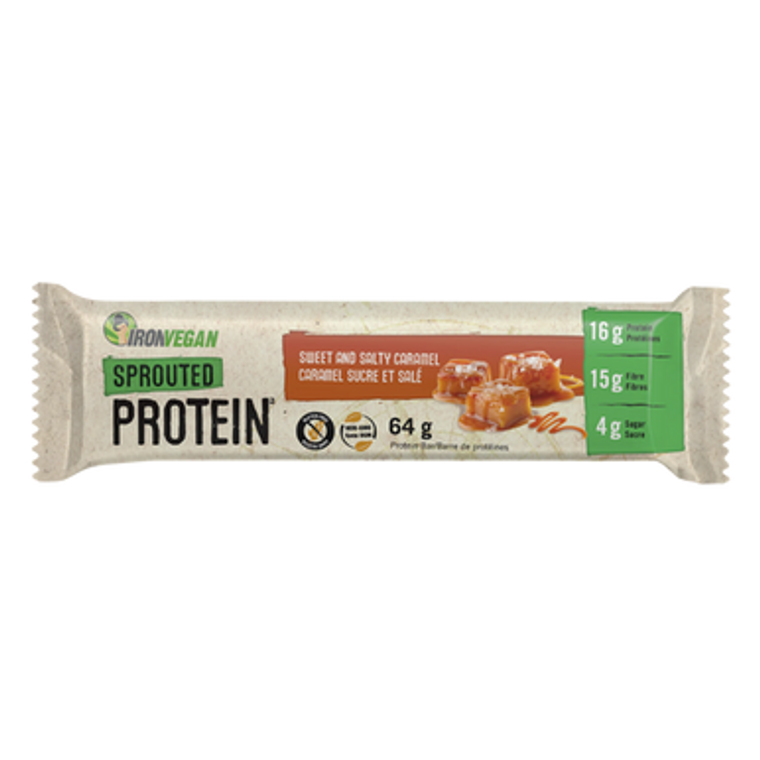 Iron Vegan Sprouted Protein Sweet and Salty Caramel Bar 64 grams