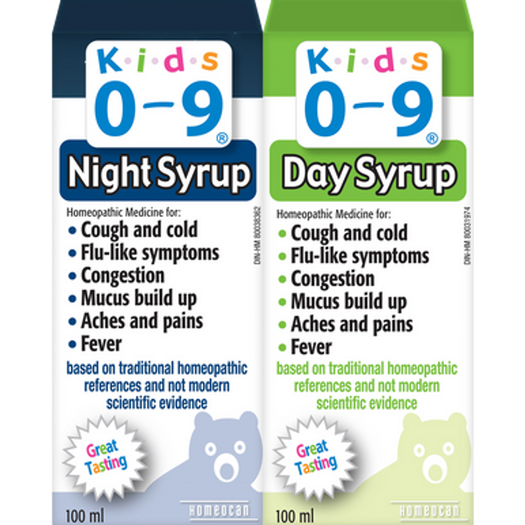 Homeocan Kids 0-9 Day or Night Syrup - front label