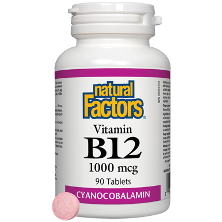 Natural Factors Vitamin B12 Cyanocobalamin | 90 Tablets