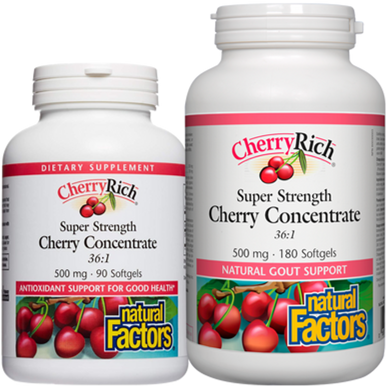 Natural Factors CherryRich Super Strength Cherry Concentrate Softgels - sizes