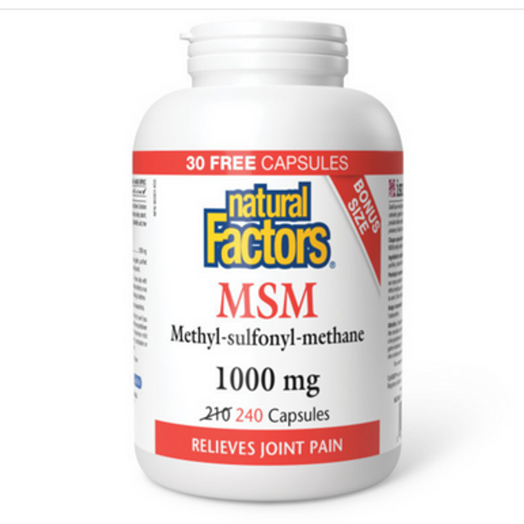 Natural Factors MSM Methyl-Sulfonyl-Methane 1000 mg | 240 Capsules