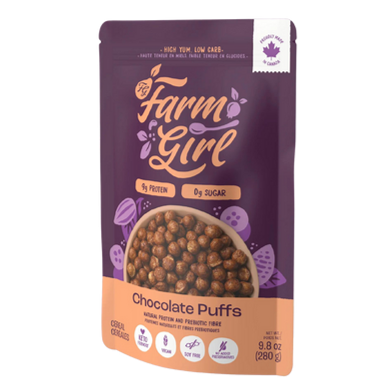 Farm Girl Chocolate Puffs Cereal - front label