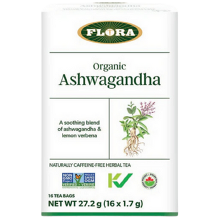 Flora Organic Ashwagandha Tea Bags - front label