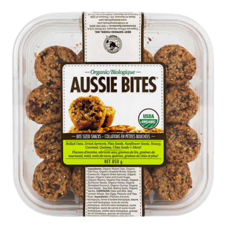 Best Express Foods Organic Aussie Bites - front label Best Express Foods Organic Aussie Bites - front label