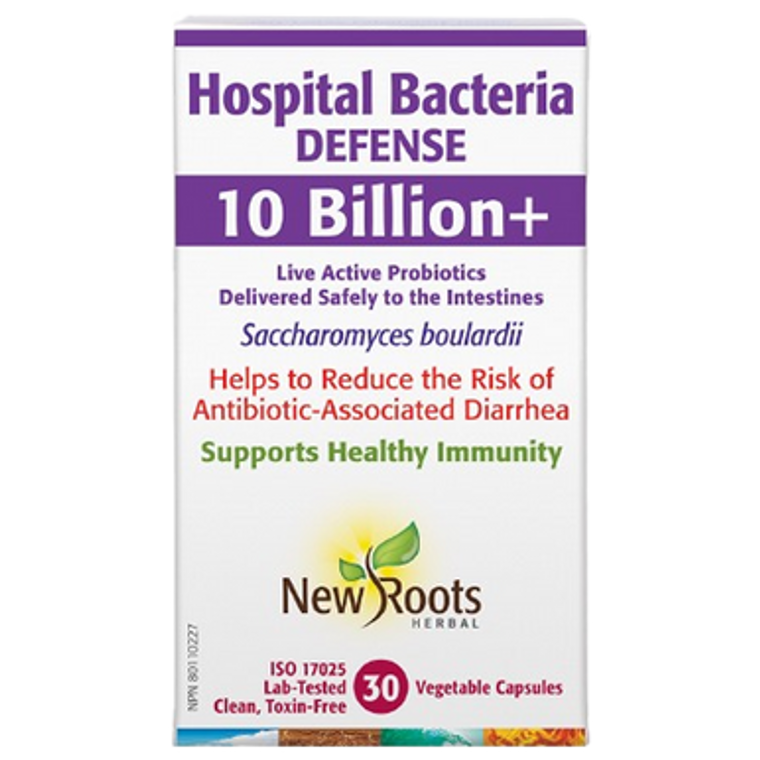 New Roots Hospital Bacteria Defense 10 Billion+ Capsules - front label