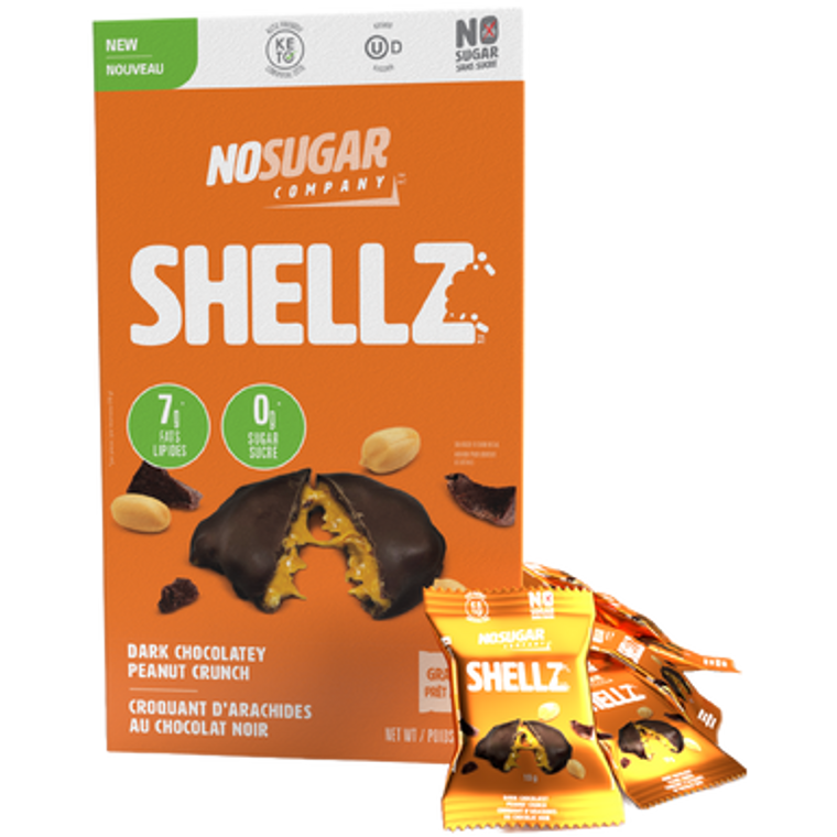 No Sugar Company Dark Chocolatey Peanut Crunch Shellz - front label