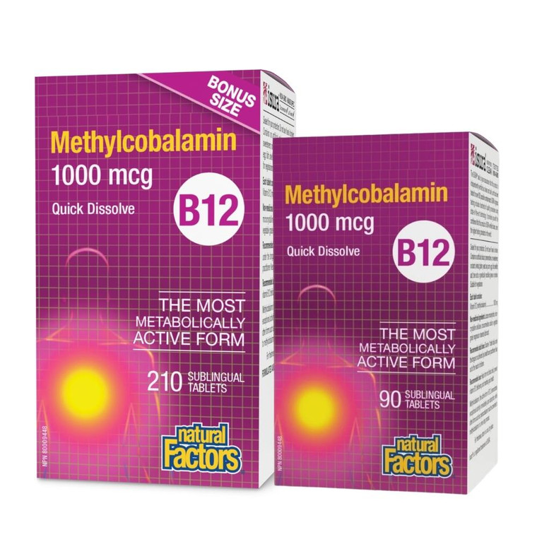 Natural Factors Vitamin B12 Methylcobalamin 1000 Mcg Sublingual Tablets