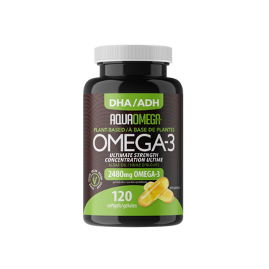 AquaOmega Plant-Based High DHA Omega-3 Algae Oil | 120 Softgels