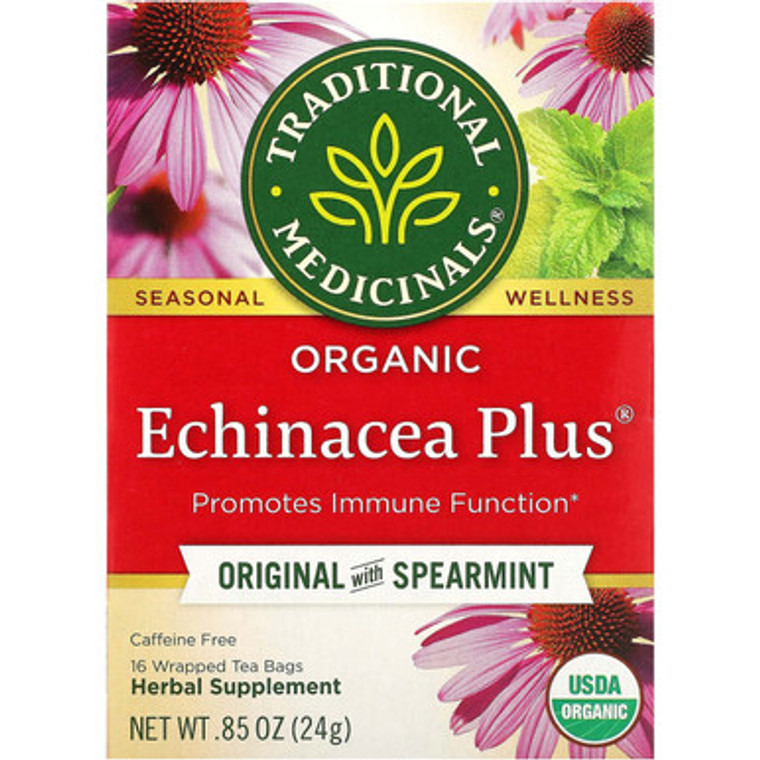 Traditional Medicinals Organic Echinacea Plus Original with Spearmint Tea -front label