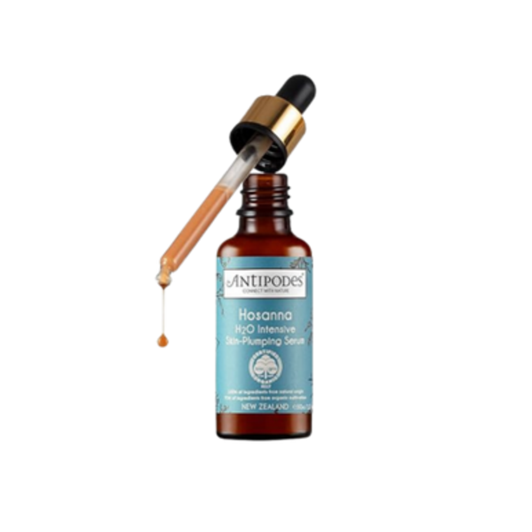 Antipodes Hosanna H2O Intensive Skin-Plumping Serum - front of packaging with dropper size
