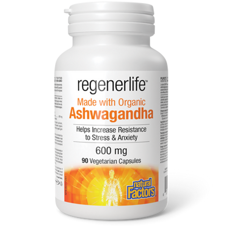 Natural Factors Regenerlife Organic Ashwagandha 600 mg Capsules Natural Factors Regenerlife Organic Ashwagandha 600 mg Capsules
