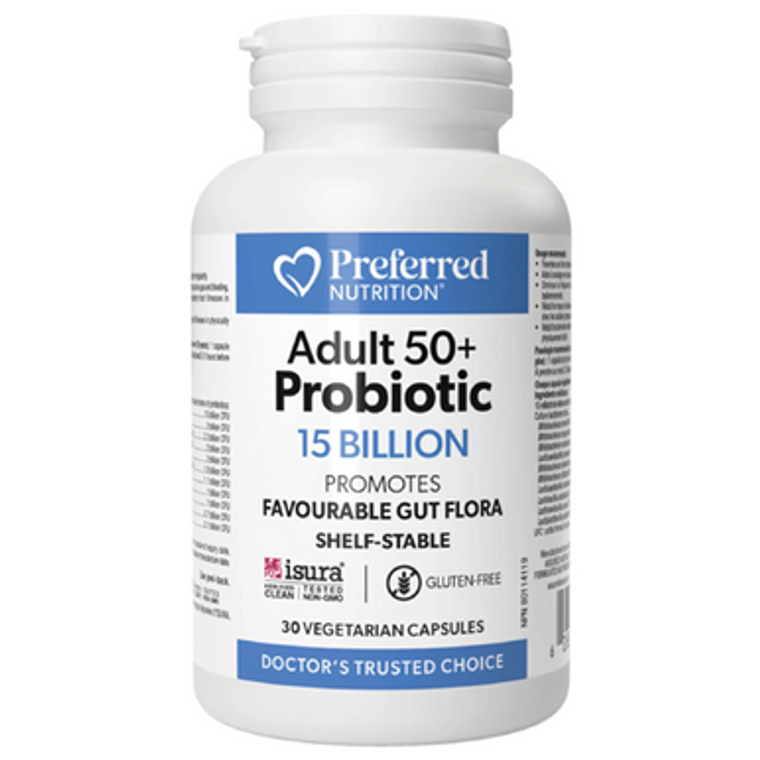 Preferred Nutrition Adult 50+ Probiotic 15 Billion Capsules - front of packaging