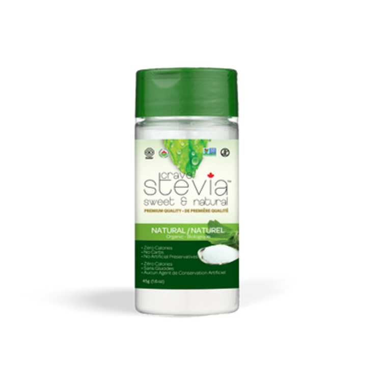 Crave Stevia Sweet & Natural Organic Stevia Shaker - front picture of packaging