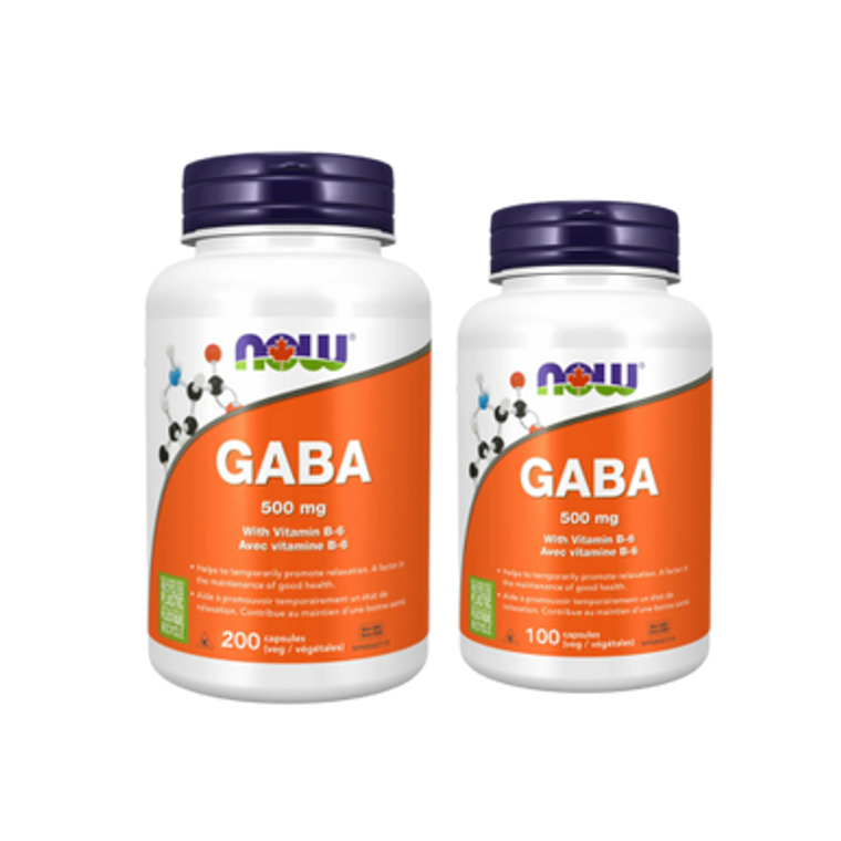NOW GABA 500mg (with Vitamin B-6) | Capsules - 2 sizes NOW GABA 500mg (with Vitamin B-6) | Capsules - 2 sizes