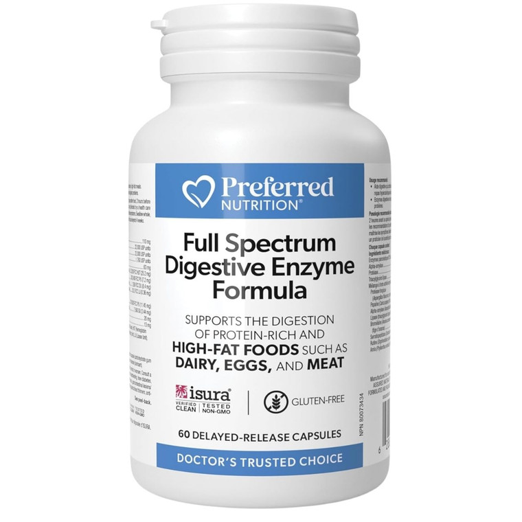 Preferred Nutrition Full Spectrum Digestive Enyzme | 60 capsules