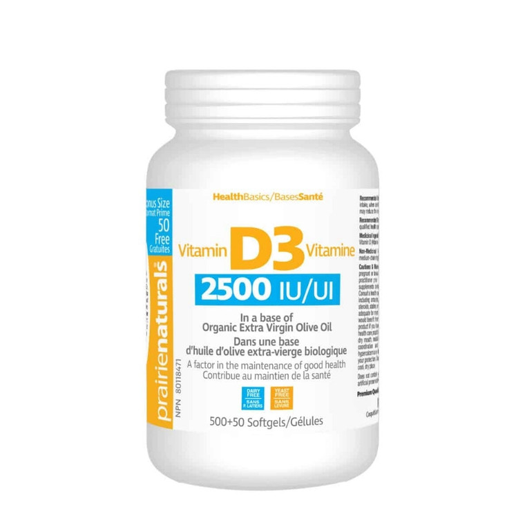 Prairie Naturals Vitamin D3 2500 IU | 550 Softgels