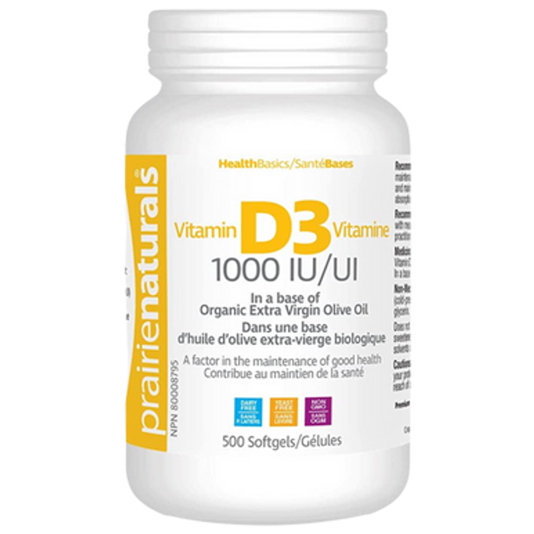 Prairie Naturals Vitamin D3 1000 IU Softgels