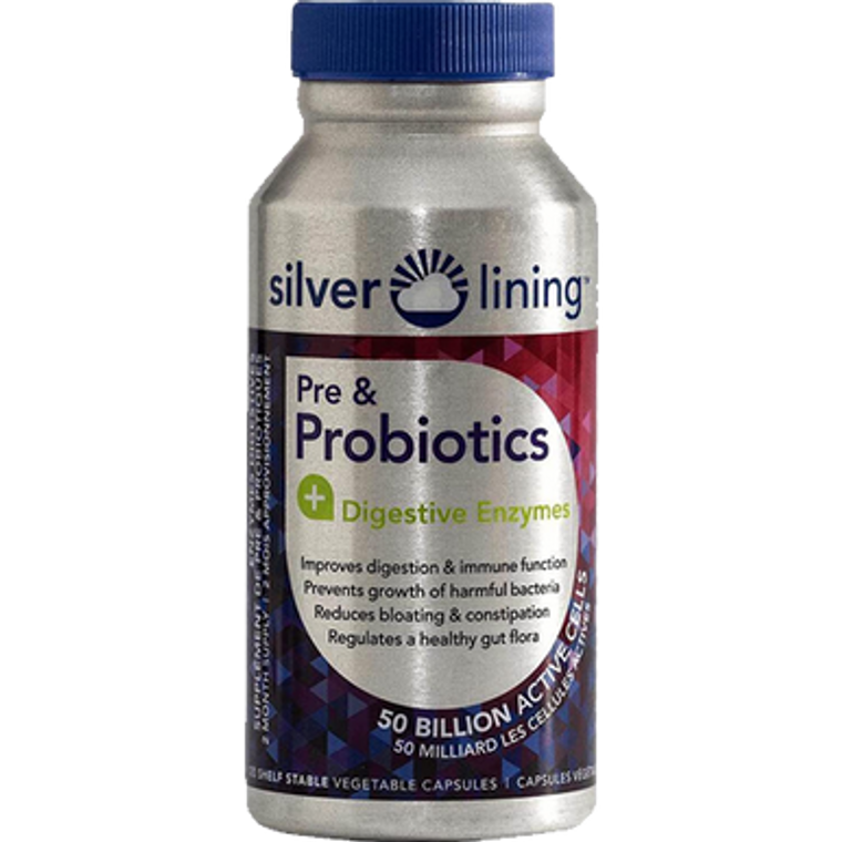 Silver Lining Prebiotic & Probiotics + Digestive Enzymes 120 Capsules