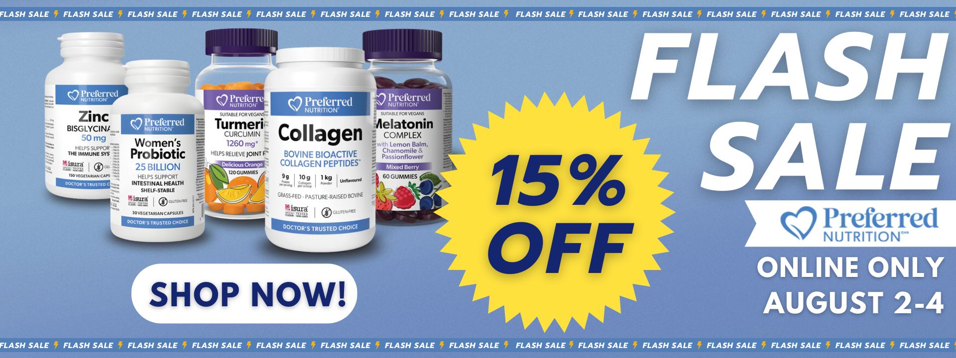 15% OFF Preferred Nutrition Products! 3 Days Only!