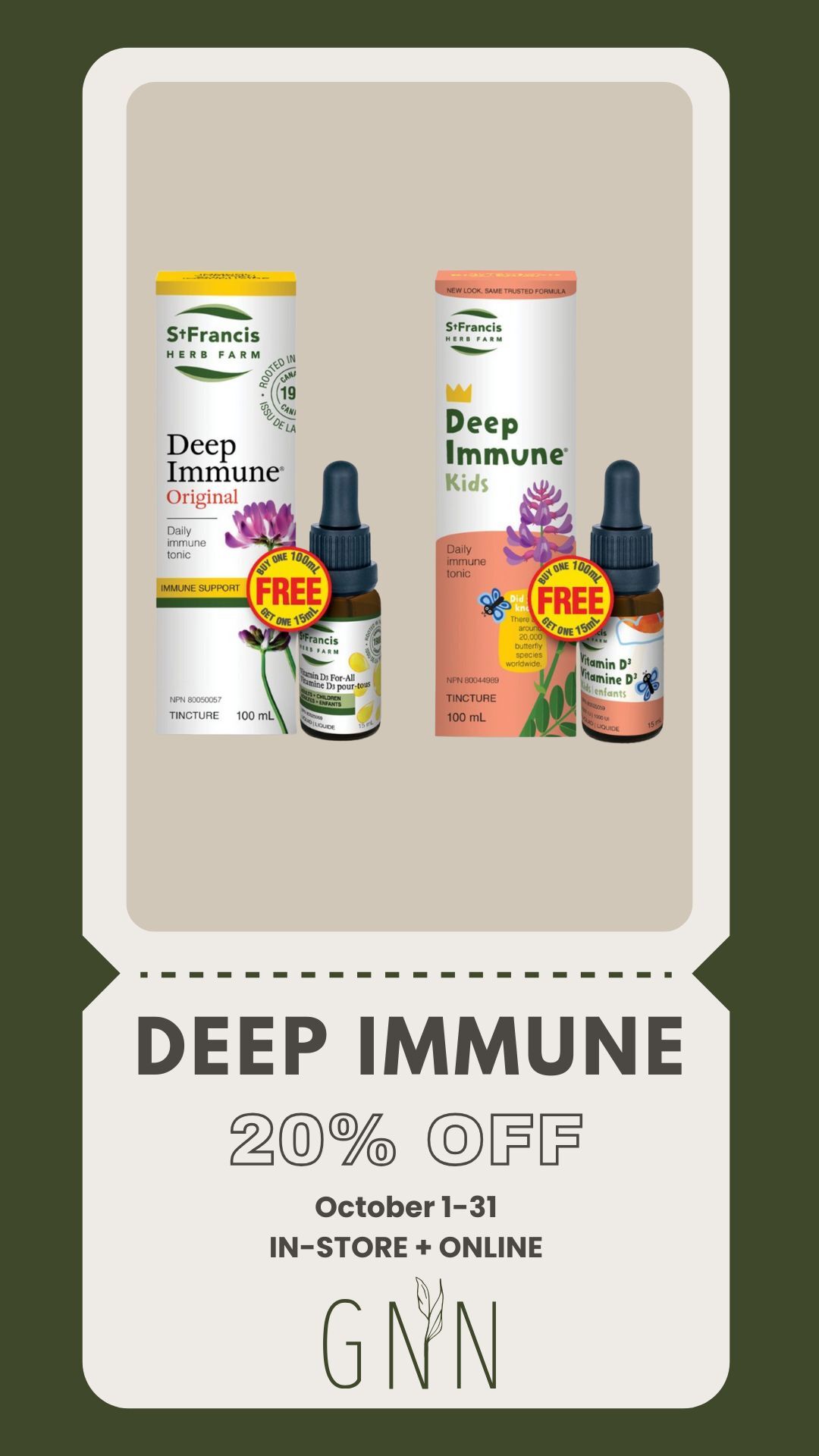 St. Francis Deep Immune Shrink Wraps On 20% off October 1-31
