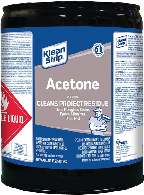 Klean Strip CAC18 Acetone Thinner, Liquid, Characteristic Ketone, Sweet Pungent, Clear, 5 gal, Can [SKU: ORG2729564]