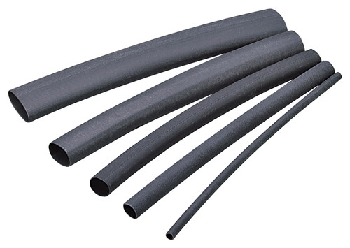 GB HST-125 Heat Shrink Tubing, 1/8 to 1/16 in Dia, 4 in L, Polyolefin, Black [SKU: ORG6748644]