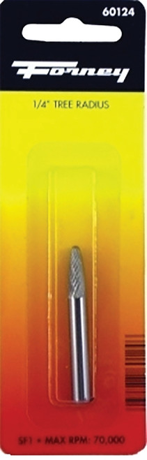 Forney 60124 Burr, 1/4 in Dia Cutting, 1/4 in Shank, Tree Radius Shank, Tungsten Carbide Cutting Edge [SKU: ORG8910457]